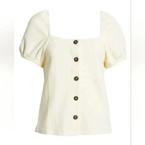 Madewell SQUARE NECK PUFF SLEEVED TOP Size XS